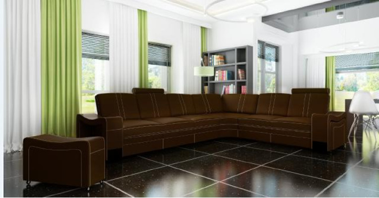 Canapé d'angle en cuir sur mesure Suite USB, SOFA XXL en cuir, nouveau paysage vivant