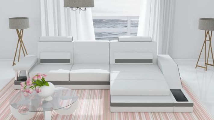 Canapé d'angle en cuir tissu tissu USB nouveau sur mesure