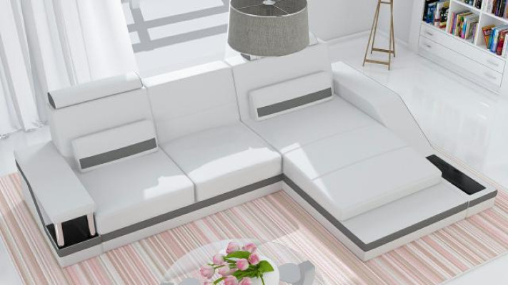 Canapé d'angle paysage vivant Canapé +USB Suite d'angle Cuir Textile Tissu Sur mesure