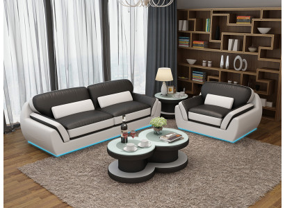 Canapé en cuir avec USB Ensemble de canapés 3+1 places Design Moderne nouveau Canapé G8038D