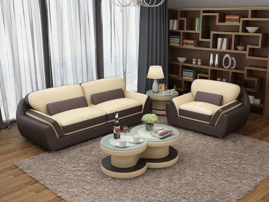 Canapé en cuir avec USB Ensemble de canapés 3+1 places Design Moderne nouveau Canapé G8038D