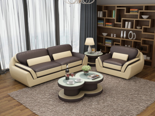 Canapé en cuir avec USB Ensemble de canapés 3+1 places Design Moderne nouveau Canapé G8038D