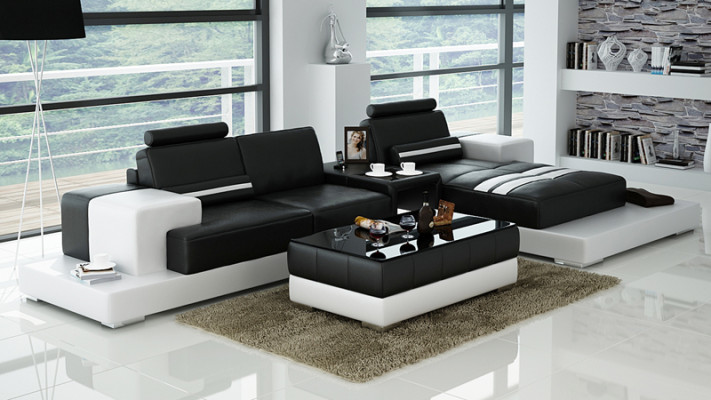 Canapé en cuir avec USB Canapé d'angle Canapé d'angle Suite d'angle Canapé design Canapé L6004D