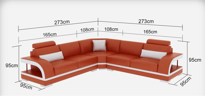 Canapé en cuir avec USB, canapé d'angle de paysage vivant Suite d'angle Design Canapé moderne G8011B