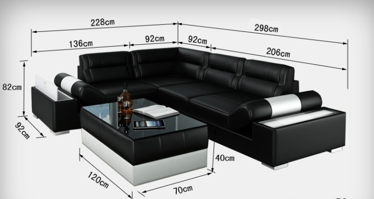 Canapé en cuir canapé USB Paysage vivant Canapé d'angle Suite Couch Design Suite L6001B