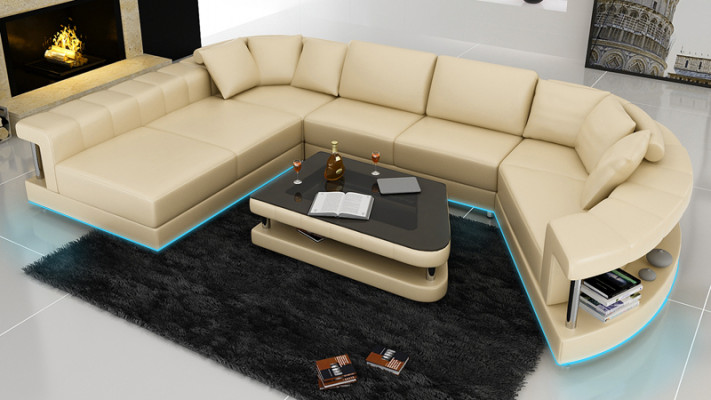 Canapé Canapé en cuir Canapé Canapé living Canapé d'angle Suite d'angle Design Moderne