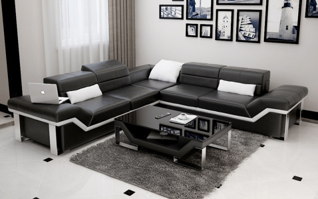 Canapé en cuir canapé canapé canapé d'angle suite design canapé moderne K5007B
