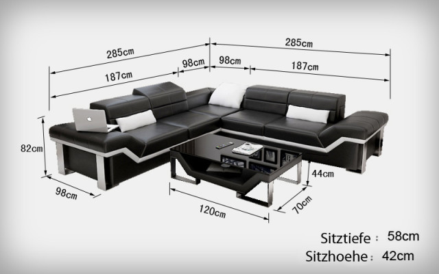 Canapé en cuir canapé canapé canapé d'angle suite design canapé moderne K5007B