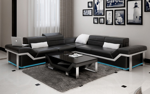 Canapé en cuir canapé canapé canapé d'angle suite design canapé moderne K5007B