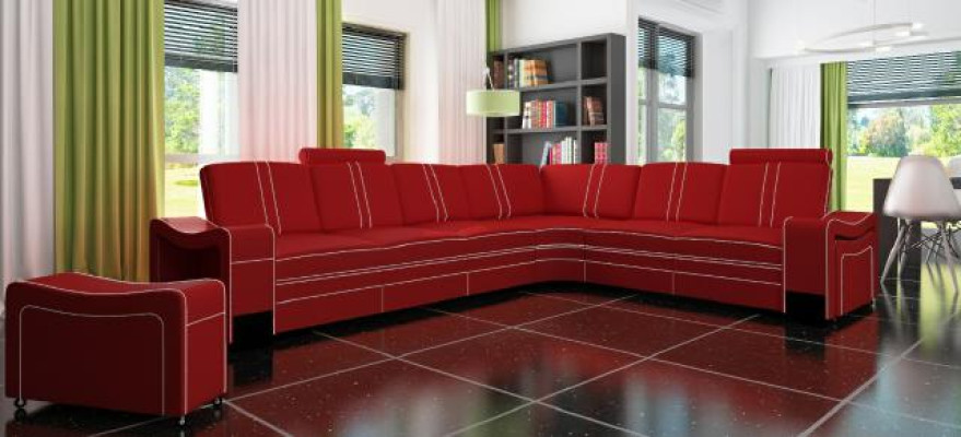 CANAPÉ EN CUIR XXL Canapé d'angle en cuir sur mesure avec USB