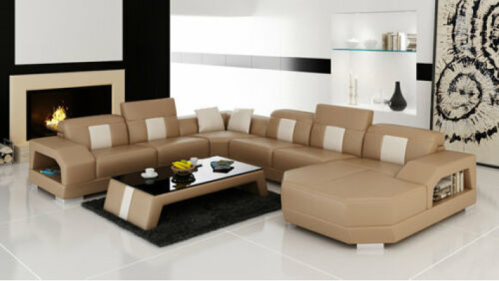Canapé en cuir Canapé Salon paysage Coin Suite Design Canapé Moderne