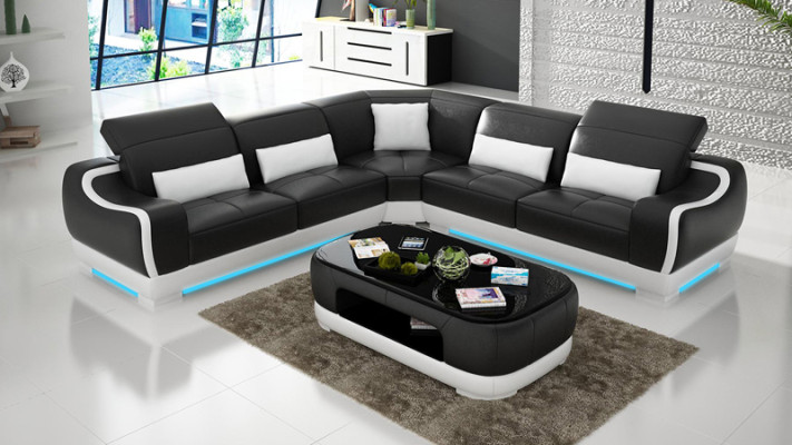 Canapé en cuir Canapé Canapé d'angle Suite de salon Canapé d'angle Canapé Design Moderne G8025B