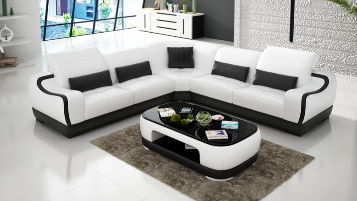 Canapé en cuir Canapé Canapé d'angle Suite de salon Canapé d'angle Canapé Design Moderne G8025B