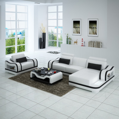 Canapé en cuir Canapé Paysage vivant Canapé d'angle + Fauteuil Ensemble d'angle Moderne G8030E