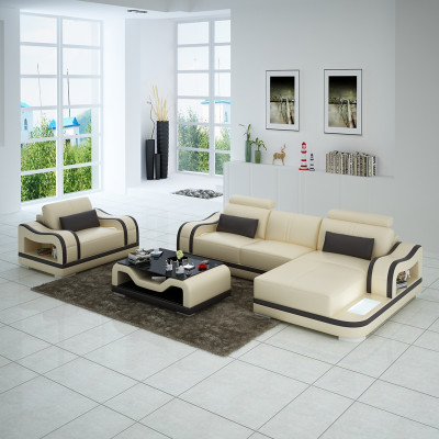 Canapé en cuir Canapé Paysage vivant Canapé d'angle + Fauteuil Ensemble d'angle Moderne G8030E