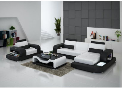 Canapé en cuir Canapé Canapé paysage Salon Fauteuil d'angle Suite Design Canapé moderne