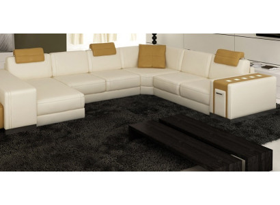 Paysage vivant Canapé de designer LED USB Canapé Big Upholstery Canapés en cuir d'angle d'angle