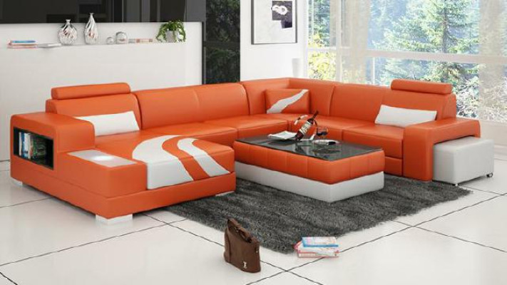 Canapé d'angle Tissu Canapé design Modulable Coin Canapé moderne Forme en U Cuir + USB