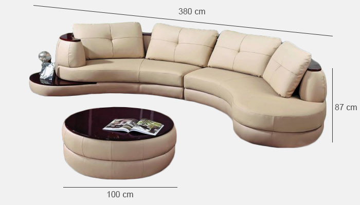 Canapé rond moderne Canapé d'angle rond Canapé d'angle Rembourrage Siège de canapé Ensemble de canapés Canapé en cuir + USB