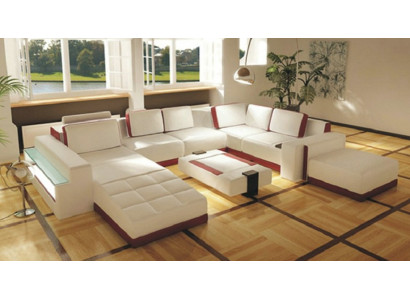 Canapé Canapé Canapé d'angle Valentin en forme de U canapé design de luxe canapé en cuir LED Cuir Moderne