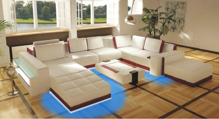 Canapé Canapé Canapé d'angle Valentin en forme de U canapé design de luxe canapé en cuir LED Cuir Moderne