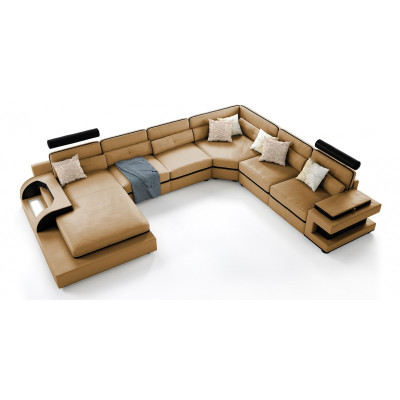 Découvrez notre grand canapé en forme de U avec un système USB innovant de clic automatique.