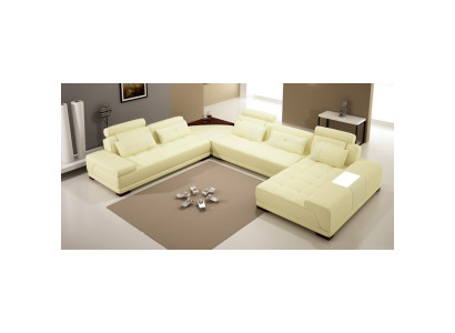 Conception Paysage de vie Canapé Canapé d'angle Canapé Tapisserie Siège d'angle Suite Cuir USB+LED