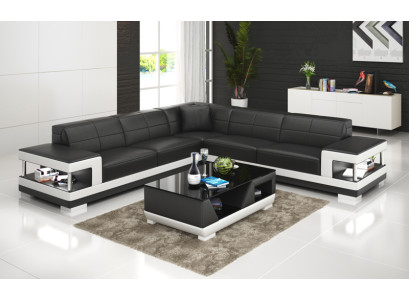 Canapé en cuir avec USB Salon paysage Canapé d'angle Suite d'angle Design Canapé moderne G8017B