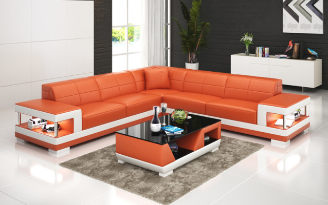 Canapé en cuir avec USB Salon paysage Canapé d'angle Suite d'angle Design Canapé moderne G8017B