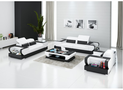 Canapé en cuir Canapé Canapé 3+2+1 places Suite Design Canapé moderne G8002D