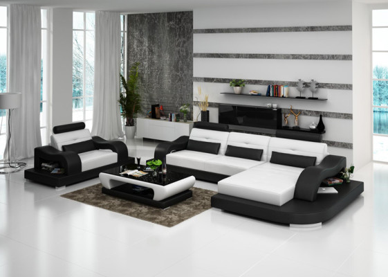 Canapé en cuir Canapé Paysage vivant Canapé d'angle Fauteuil de coin Conception moderne Canapé G8005E