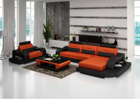 Canapé en cuir Canapé Paysage vivant Canapé d'angle Fauteuil de coin Conception moderne Canapé G8005E