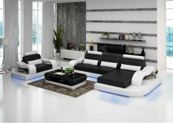 Canapé en cuir Canapé Paysage vivant Canapé d'angle Fauteuil de coin Conception moderne Canapé G8005E