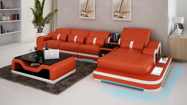 Canapé en cuir Canapé d'angle Canapé d'angle Canapé d'angle Suite Design Moderne G8027C