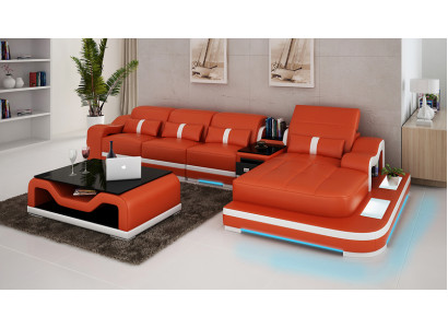 Canapé en cuir Canapé d'angle Canapé d'angle Canapé d'angle Suite Design Moderne G8027C