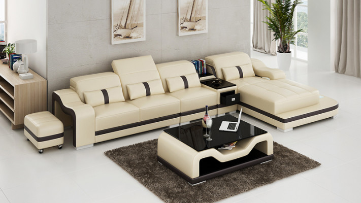 Canapé en cuir Canapé d'angle Canapé d'angle Canapé d'angle Suite Design Moderne G8027C