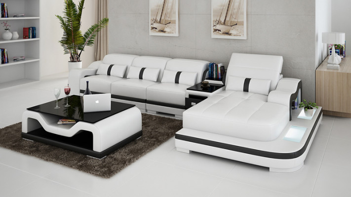 Canapé en cuir Canapé d'angle Canapé d'angle Canapé d'angle Suite Design Moderne G8027C