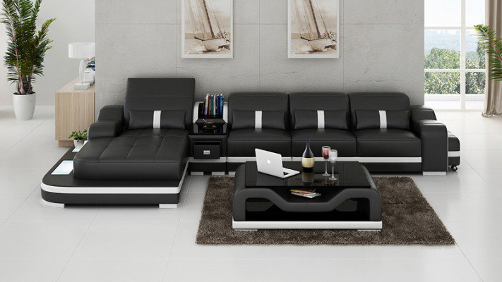 Canapé en cuir Canapé d'angle Canapé d'angle Canapé d'angle Suite Design Moderne G8027C