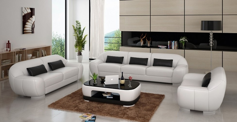 Ensemble de canapé 3+2+1 Canapé Tissu Cuir Suite Designer Neuf Homberg W