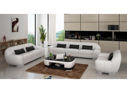 Ensemble de canapé 3+2+1 Canapé Tissu Cuir Suite Designer Neuf Homberg W
