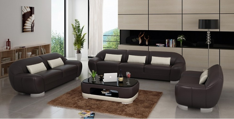 Ensemble de canapé 3+2+1 Canapé Tissu Cuir Suite Designer Neuf Homberg W
