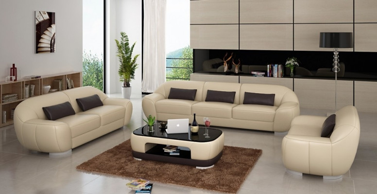 Ensemble de canapé 3+2+1 Canapé Tissu Cuir Suite Designer Neuf Homberg W