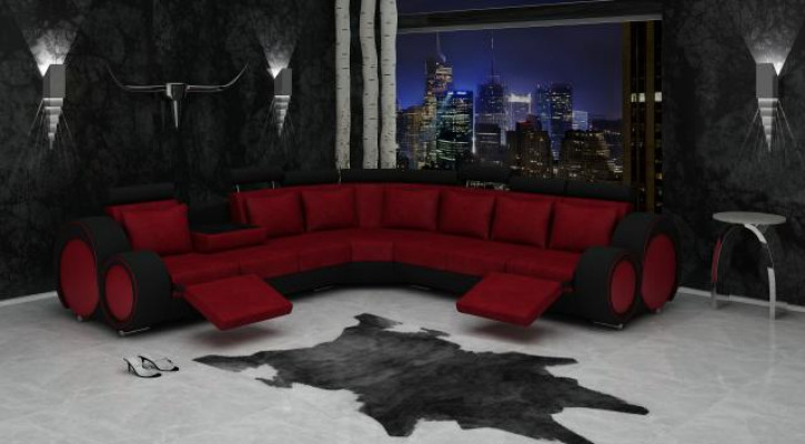 CANAPÉ TEXTILE DESIGNERSOFA CANAPÉ D'ANGLE Paysage vivant ECK nouvelle Suite en cuir !!!