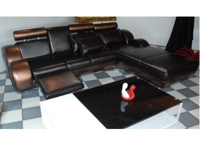 Élégant canapé d'angle designer Berlin II en cuir avec canapé USB sur mesure
