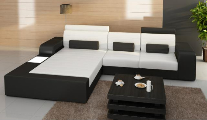 Canapé d'angle en cuir avec USB, Suite de canapé en cuir sur mesure, Canapé d'angle SUITE en cuir