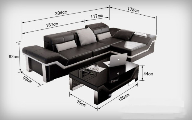 Canapé en cuir Canapé avec USB, Paysage vivant Canapé d'angle Suite Design Canapé moderne K5007F
