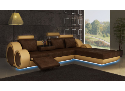 Canapé textile Suite Canapé d'angle USB sur mesure Paysage de vie Ensemble de canapé