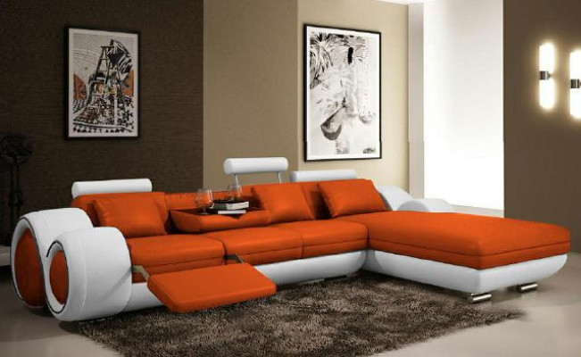 Canapé d'angle avec USB - Coin salon - Canapé en cuir - Canapé - Sur mesure - Revêtement - Ensemble - Canapé