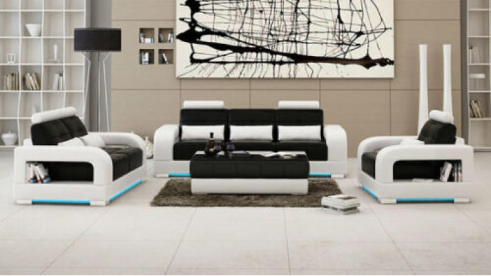 Canapé Canapé Rembourrage paysage vivant Siège Ensemble de meubles Suite 3+2+1 Canapés avec USB