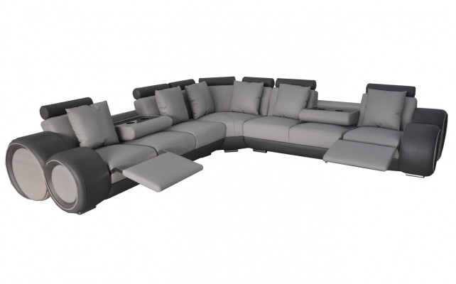 Coin Cuir Moderne XXL Canapé Salon Paysage en Cuir Canapé Canapé en Forme de L + USB Canapé Neuf